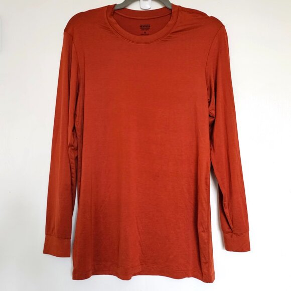 Uniqlo Heattech Lightweight Base Layer Long Sleeve Tee T-Shirt M, Terracotta - Picture 2 of 6